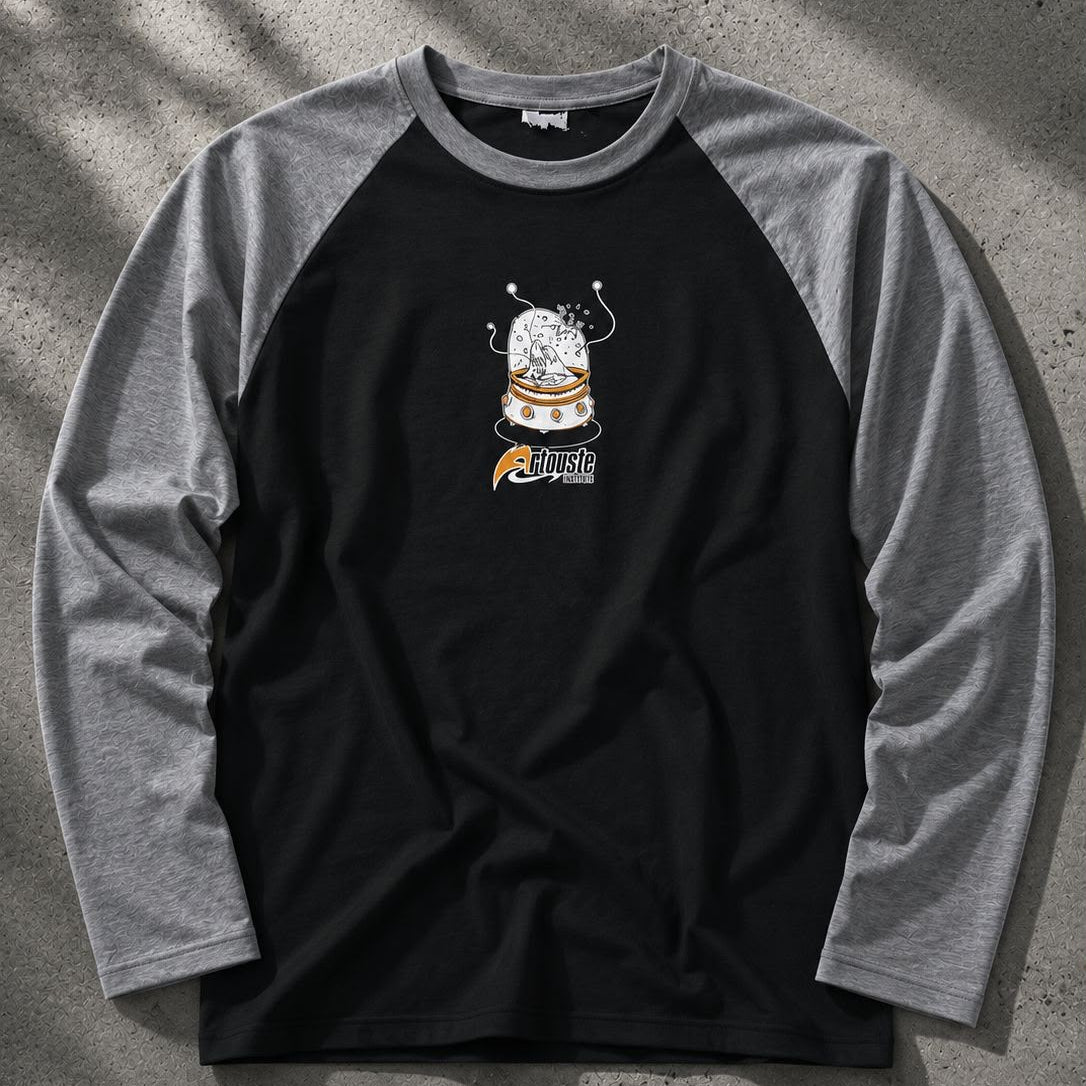 Black and Grey Raglan Full Sleeve Shirt